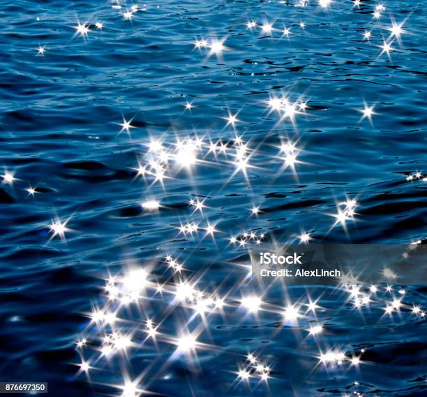 Glittering Sea On Moonlight Stock Photo - Download Image Now - Water, Glittering, Sea
