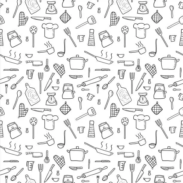 Vector illustration of Kitchenware background