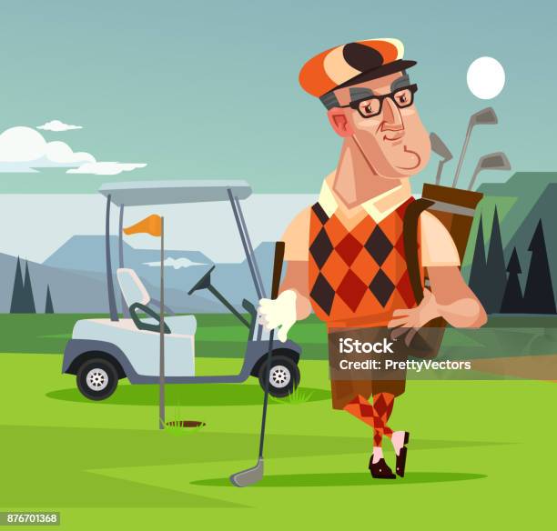 Ilustración de Carácter De Hombre De Jugador De Golf y más Vectores Libres de Derechos de Golfista - Golfista, Golf, Vector