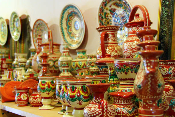 istock earthenware on the shelves of shop 876709198