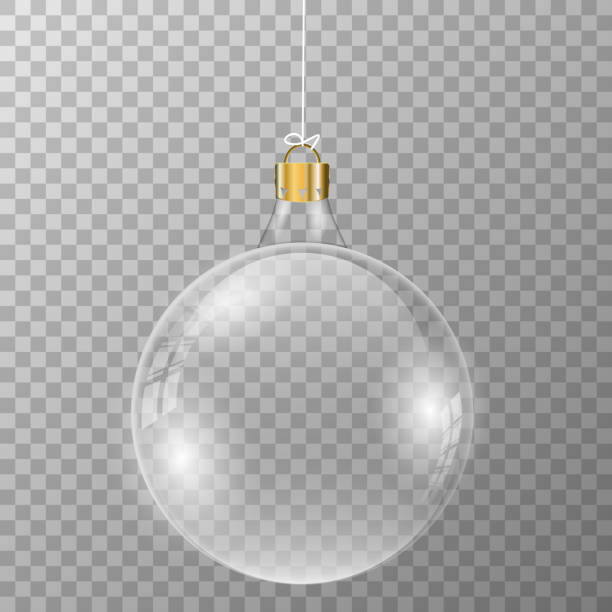 хрустальный рождественский шар на прозрачном фоне. - christmas ball stock illustrations