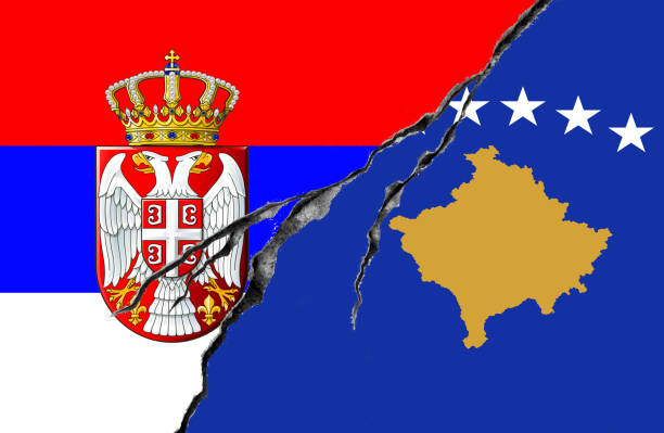 塞爾維亞和科索沃國旗, 衝突概念 - 塞爾維亞 個照片及圖片檔