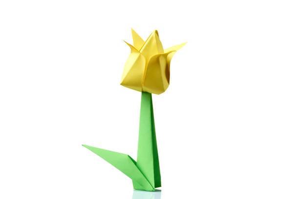 Yellow tulip origami flower