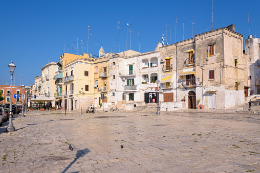 Vintage architecture of Piazza Ferrarese in the center of Bari, Apulia, Italy