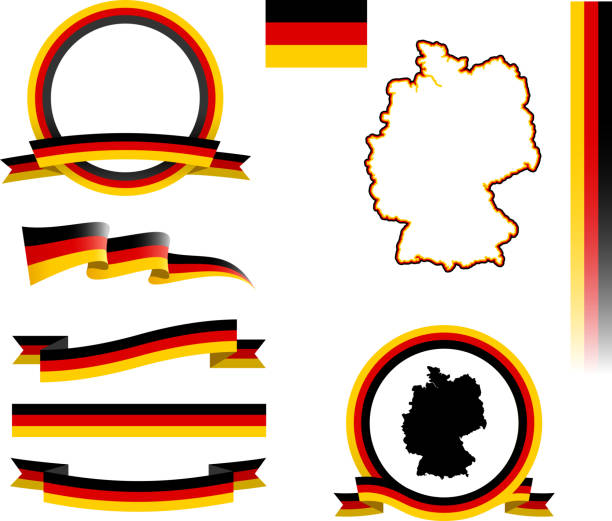 Germany Banner Set Vector graphic flags, banners and ribbons representing Germany german flag stock illustrations