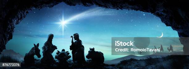 Nativity Of Jesus Scene With The Holy Family Stock Photo - Download Image Now - Nativity Scene, Jesus Christ, New Life
