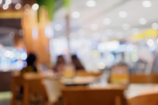 istock Blur customers in cafe restaurant or coffee shop abstract background with bokeh light 876774132