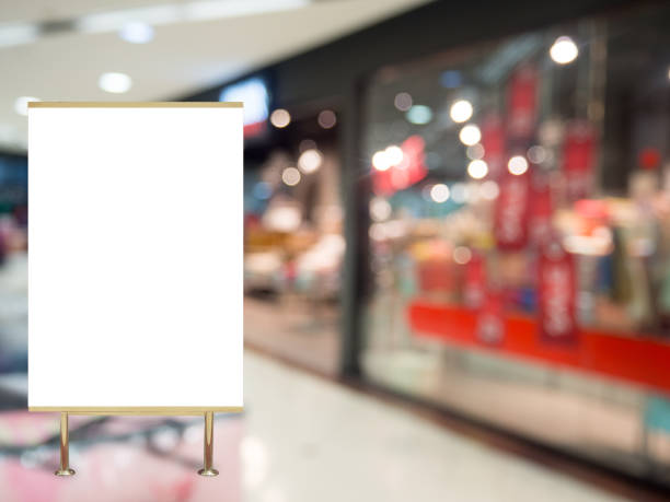 istock Blank billboard advertising on shopping mall sale blurred background 876774252