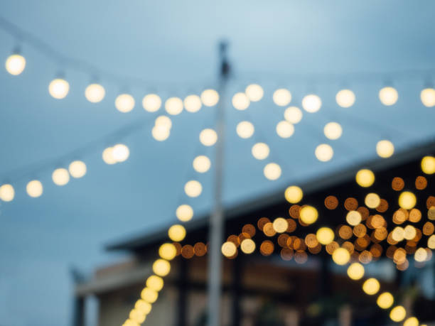 istock Bokeh from hanging decorative lighting in the night party, image blurred defocused 876774278