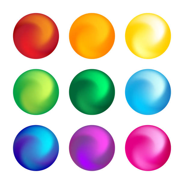 радуга цвет мяч трехмерный элемент дизайна набора - set blue brown green stock illustrations