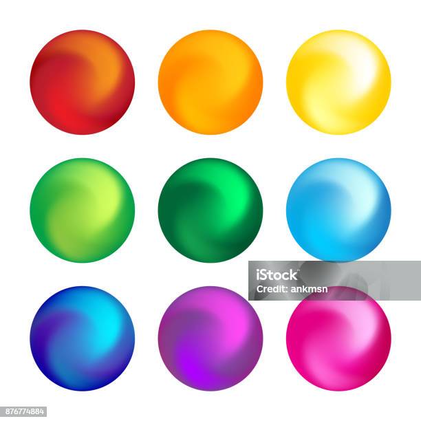 Rainbow Color Ball Threedimensional Set Design Element Stock Illustration - Download Image Now