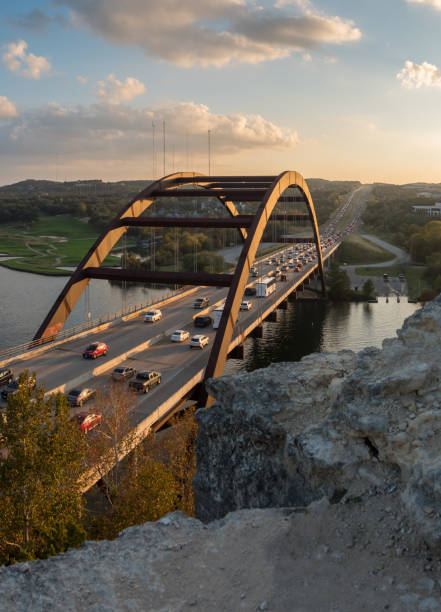 istock Portrait View of the Austin 360 Bridge During Sunset 876779956
