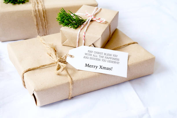 istock Craft and handmade present gift boxes of Christmas 876780520