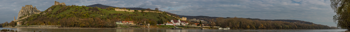 View from Austria for Devin castle in Slovakia in autumn day