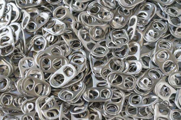 istock Pile of hoop can opener or pull ring as recycle or green world concept 876784656