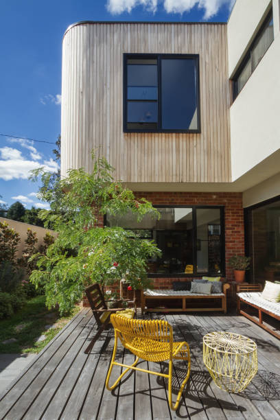 istock Deck patio courtyard in modern home extension renovation in Melbourne 876787616
