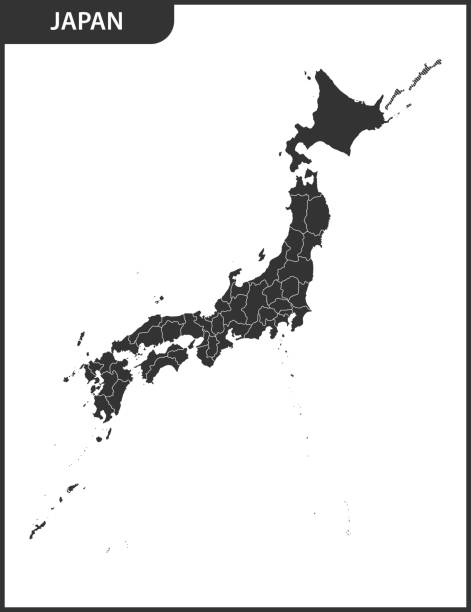 지역 일본의 상세한 지도입니다. - tohoku region stock illustrations