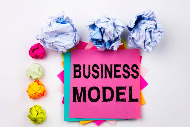 istock Writing text showing Business Model written on sticky note in office with screw paper balls. Business concept for Digital Marketing Management Strategy on the white isolated background. 876795950