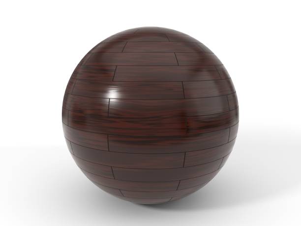 istock dark wood parquet covered ball. 3d illustration 876796320