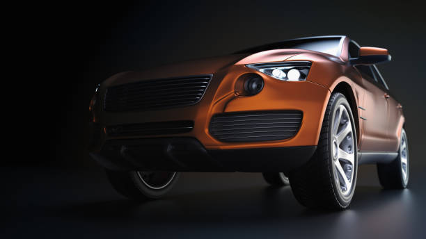 Blue suv car in studio photography. Blue suv car in studio photography. 3d rendering and illustration. ford truck black stock pictures, royalty-free photos & images