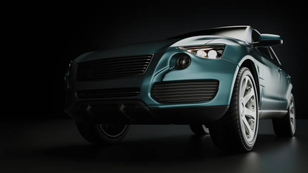 Blue suv car in studio photography. Blue suv car in studio photography. 3d rendering and illustration. ford truck black stock pictures, royalty-free photos & images