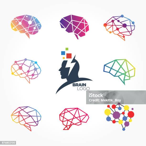 Flat Line Icons Set Of Brain Brainstorming Idea And Creativity Stock Illustration - Download Image Now