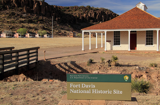 Fort Davis National Historic Site, Texas – March 2, 2017: Historic Fort Davis, which was once occupied by the legendary Buffalo Soldiers, contains numerous well preserved military structures that are currently maintained by the U.S. National Park Service.
