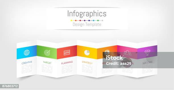 Infographic Design Elements For Your Business Data With 7 Options Parts Steps Timelines Or Processes Brochure Paper Concept Vector Illustration Stock Illustration - Download Image Now