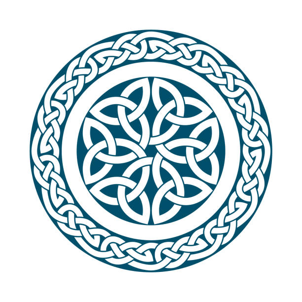 kreisförmige anordnung von mittelalterlichen style(celtic knot)-04 - celtic pattern stock-grafiken, -clipart, -cartoons und -symbole