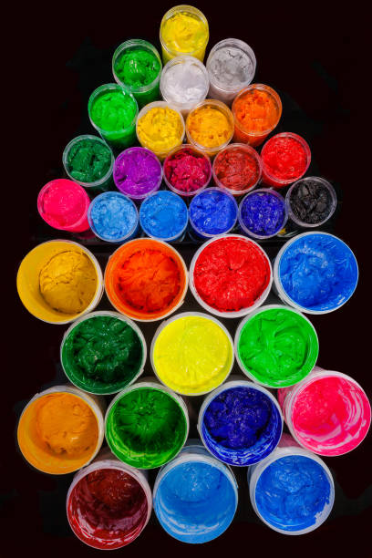 istock top view of Plastisol ink in white plastic cans 876816362