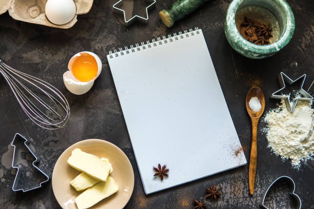 istock Cake making. Cookies ingredients flour, egg, butter, baking powder 876822558