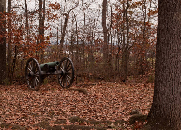 istock A Civil War cannon in the fall 876829070