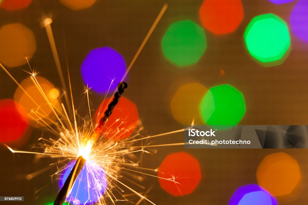 Party Feeling with Sparklers 2018 Stock Photo