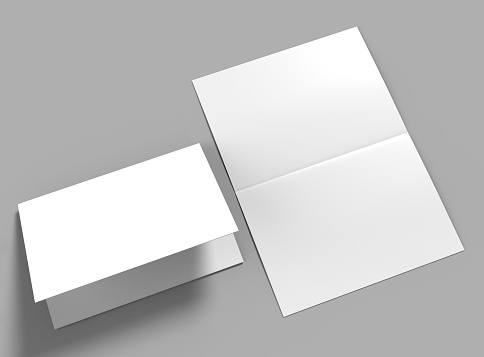 Semidesnuda folleto horizontal en blanco plantilla blanca para mock up y diseño de presentación. Ilustración 3D. photo
