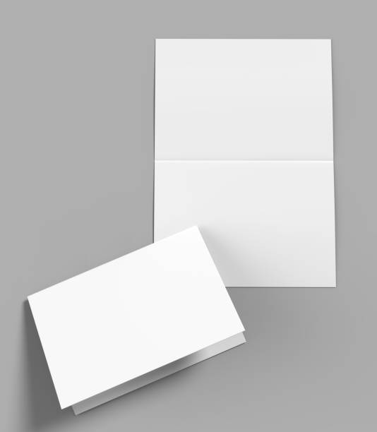 deux brochure horizontal blanc blanc modèle pour mock up et présentation de conception. illustration 3d. - blank note card photos et images de collection