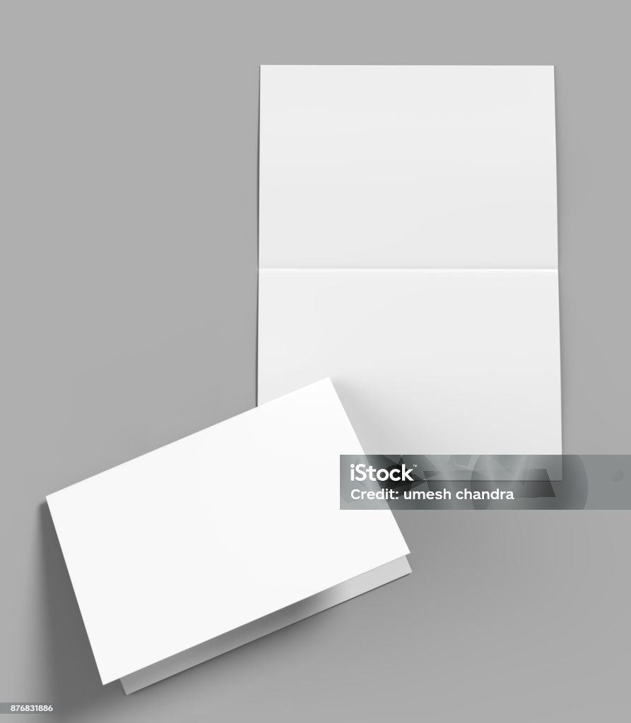 Half-fold horizontal brochure blank white template for mock up and presentation design. 3d illustration. Half fold horizontal brochure blank white template for mock up and presentation design. Greeting Card Stock Photo