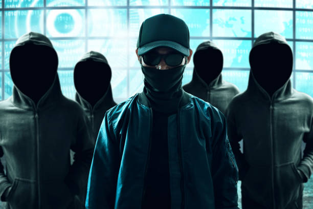Group of hackers stock photo