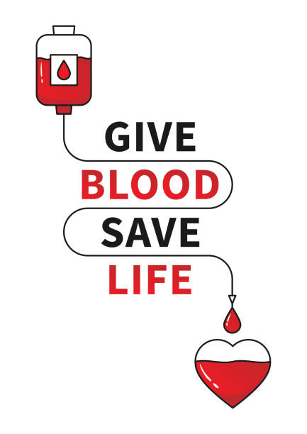 иллюстрация вектора донорства крови с красным сердцем и счетчиком капель - blood donation stock illustrations