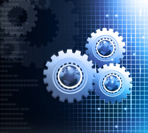 istock 3d earth and  gear mechanism 876851536