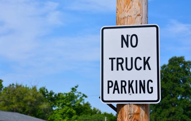 istock No truck parking sign. 876855032