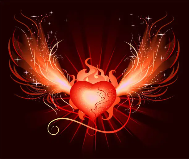 Vector illustration of heart of the phoenix