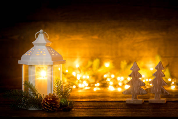 istock Lantern. Christmas decorations with lantern. Christmas greeting card 876858676