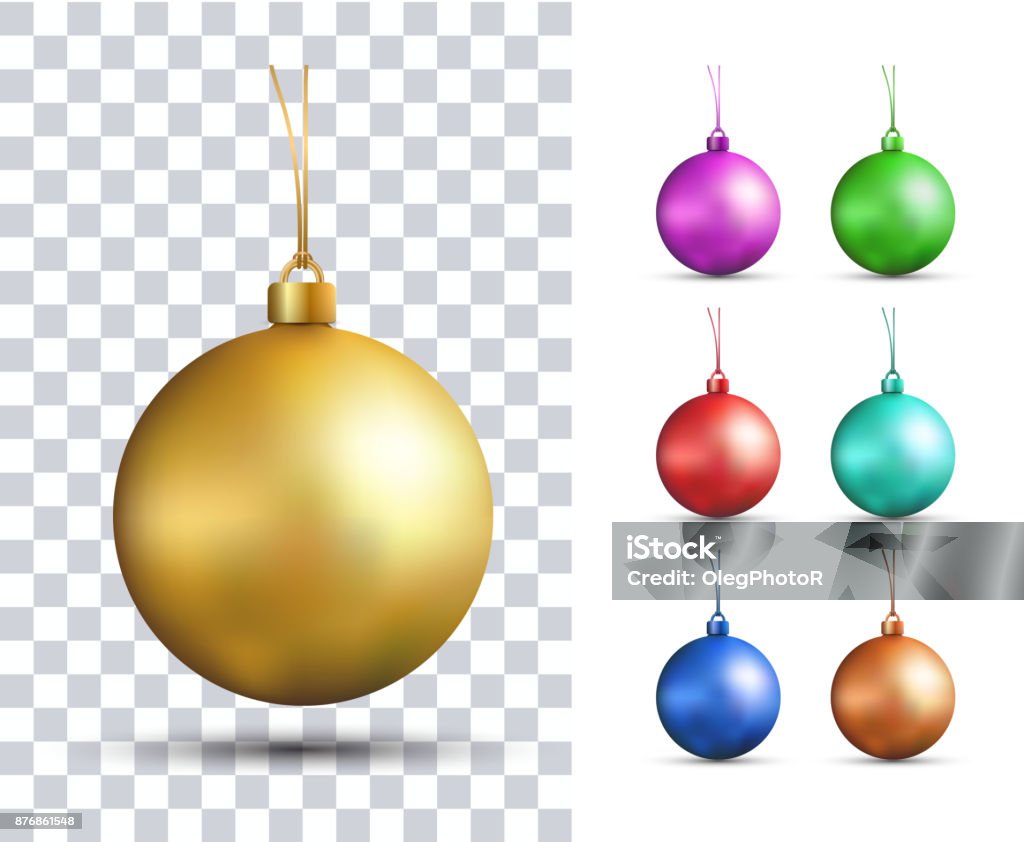 Set of vector realistic multicolored Christmas balls Set of vector realistic multicolored Christmas balls. New Year's Toys Christmas Ornament stock vector