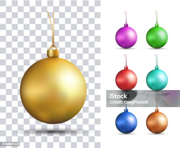 Set Of Vector Realistic Multicolored Christmas Balls Stock Illustration - Download Image Now