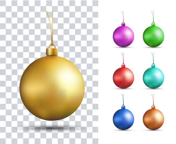 Vector illustration of Set of vector realistic multicolored Christmas balls
