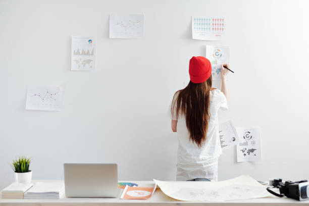 istock Woman working on infopraphic at home office 876861822