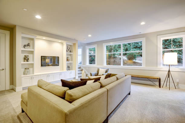 istock Chic living room interior in natural colors 876862120
