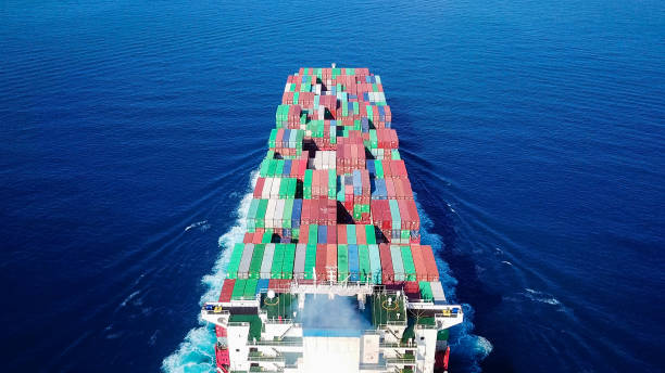 istock Large container ship at sea - Aerial Image 876864578