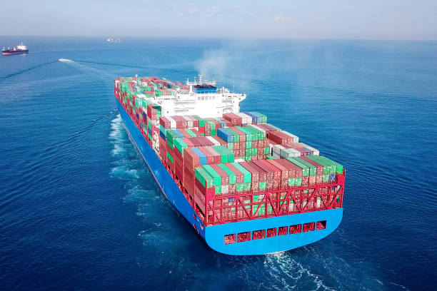 istock Large container ship at sea - Aerial Image 876865066