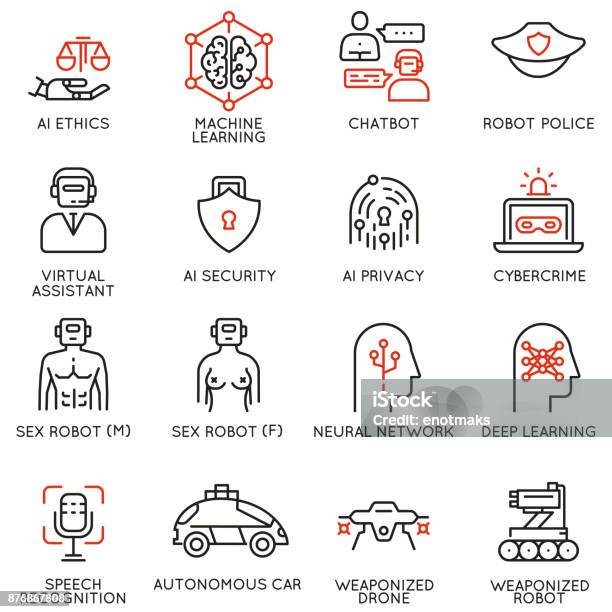 Vector Icons Related To Artificial Intelligence Ethics Machine Learning Stock Illustration - Download Image Now